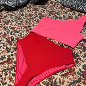 Beach Riot Vibrant Red and Pink Swimwear